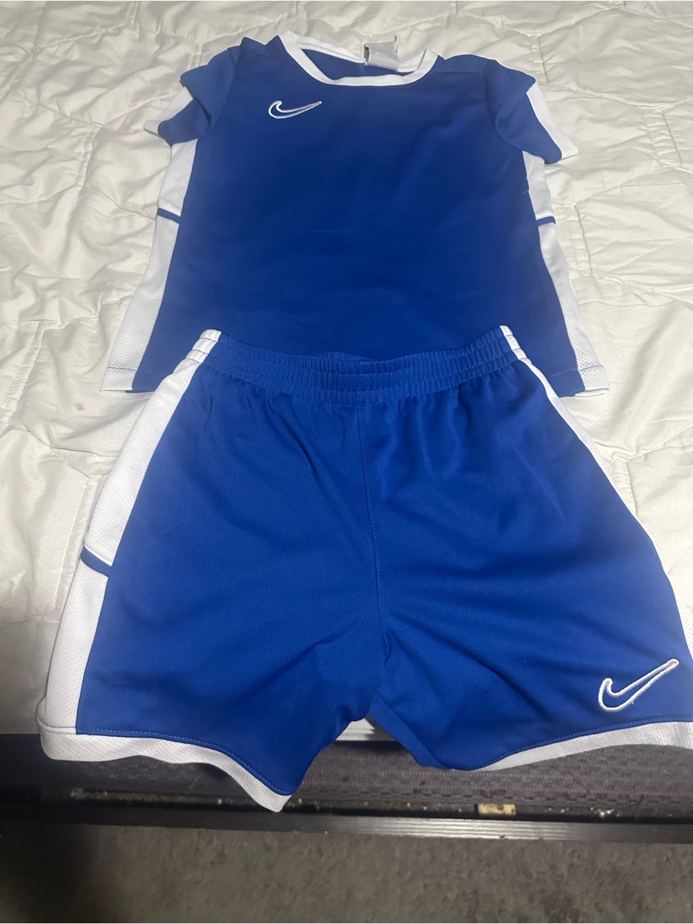 Nike Blue & White Kids Soccer Shorts Set